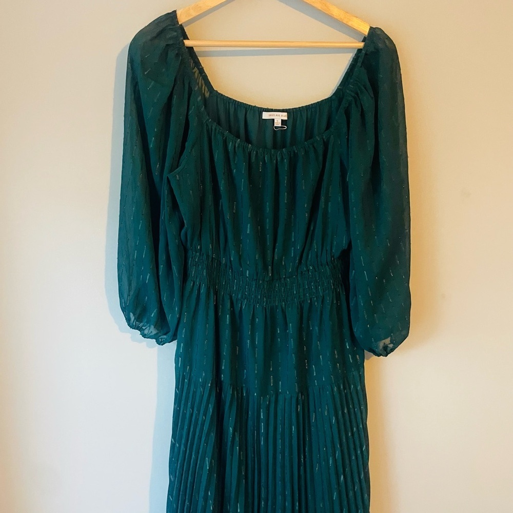 Skies Are Blue Emerald Long Sleeve Dress - Picture 6 of 9